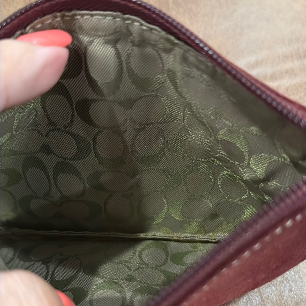 Coach Burgundy/Brown Velvet Wristlet with Gold Hardware - Picture 4 of 4